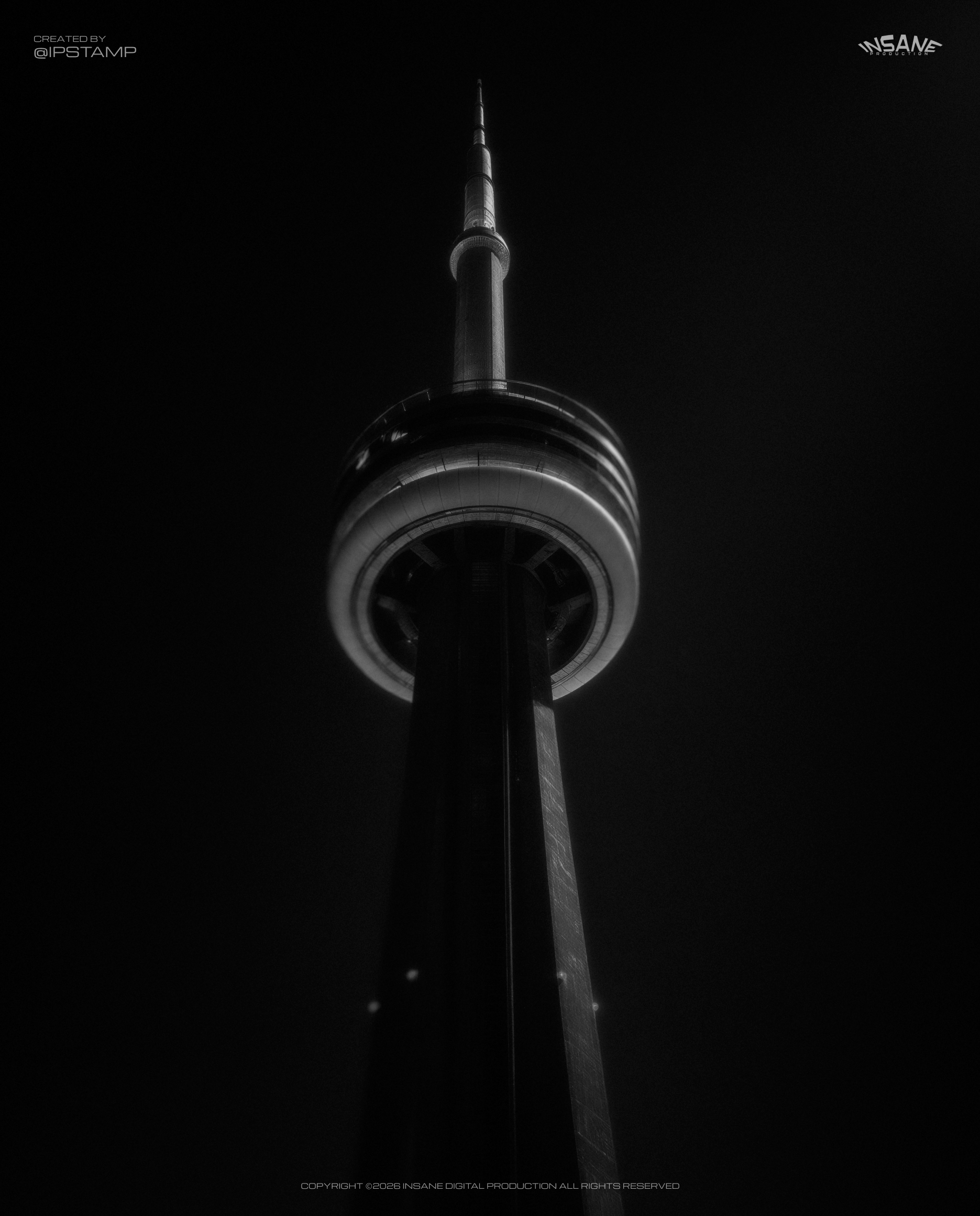 CN Tower minimal silhouette — B&W